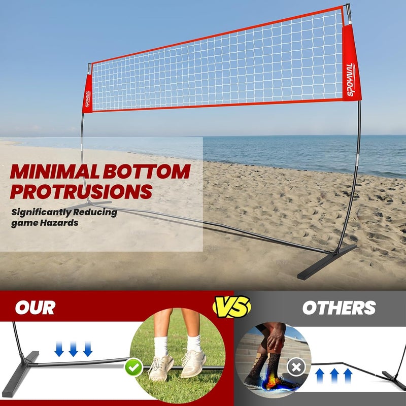 SPOYNAL 12FT/20FT Portable Volleyball Net Volleyball Net for Backyard Freestanding Volleyball Practice Net Outdoor Indoor Volleyball Training Set with Adjustable Height Carry Bag and Volleyball - Image 5